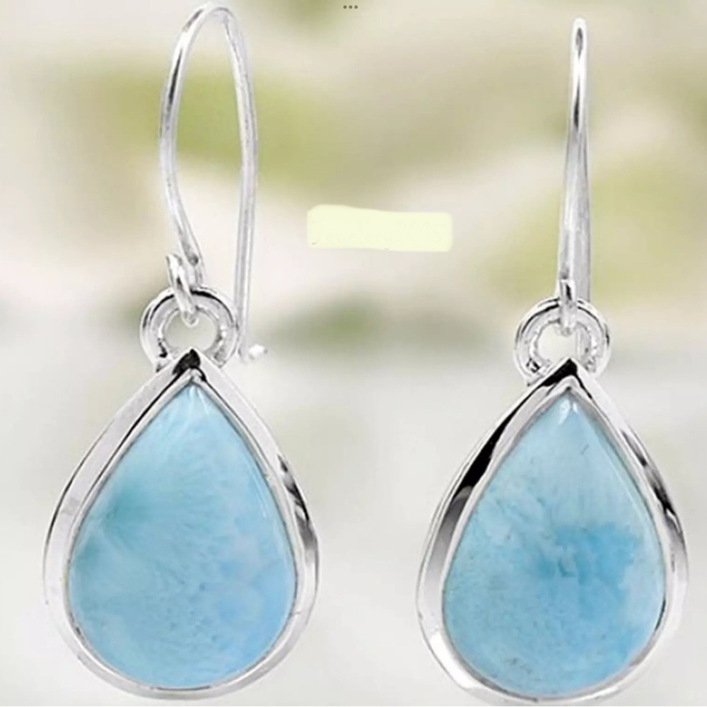 Gorgeous Larimar stone earrings set in 925 Sterling Silver